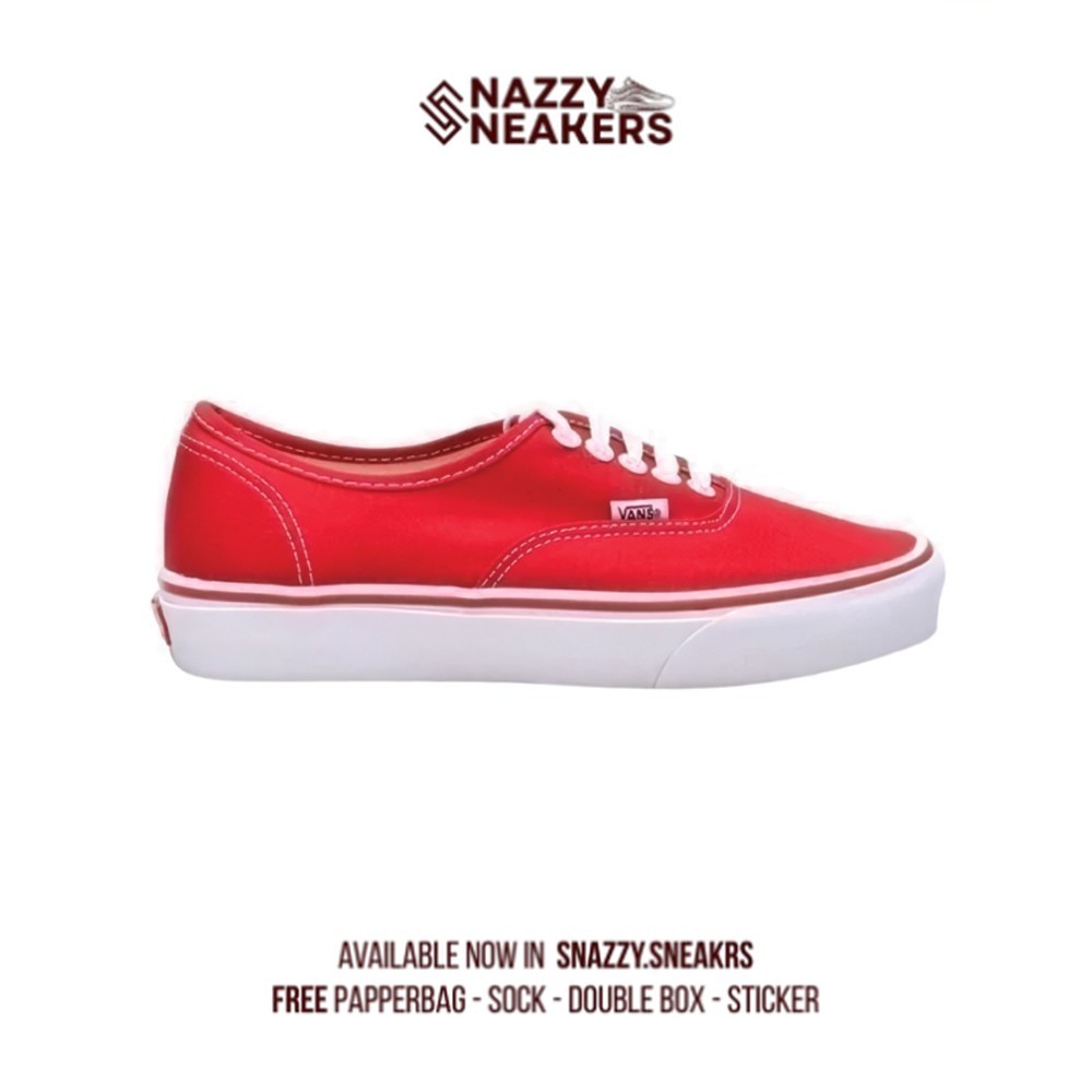 Sepatu Vans AUTHENTIC RED CHILI WHITE CLASSIC Sneakers Original unisex