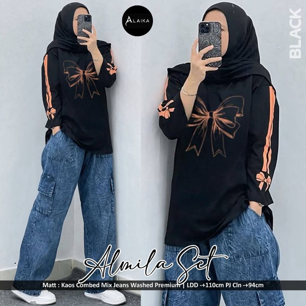 Setelan Pakaian Wanita Kekinian Almila – Baju Atasan & Celana Kulot Modis Nyaman Dipakai Harian