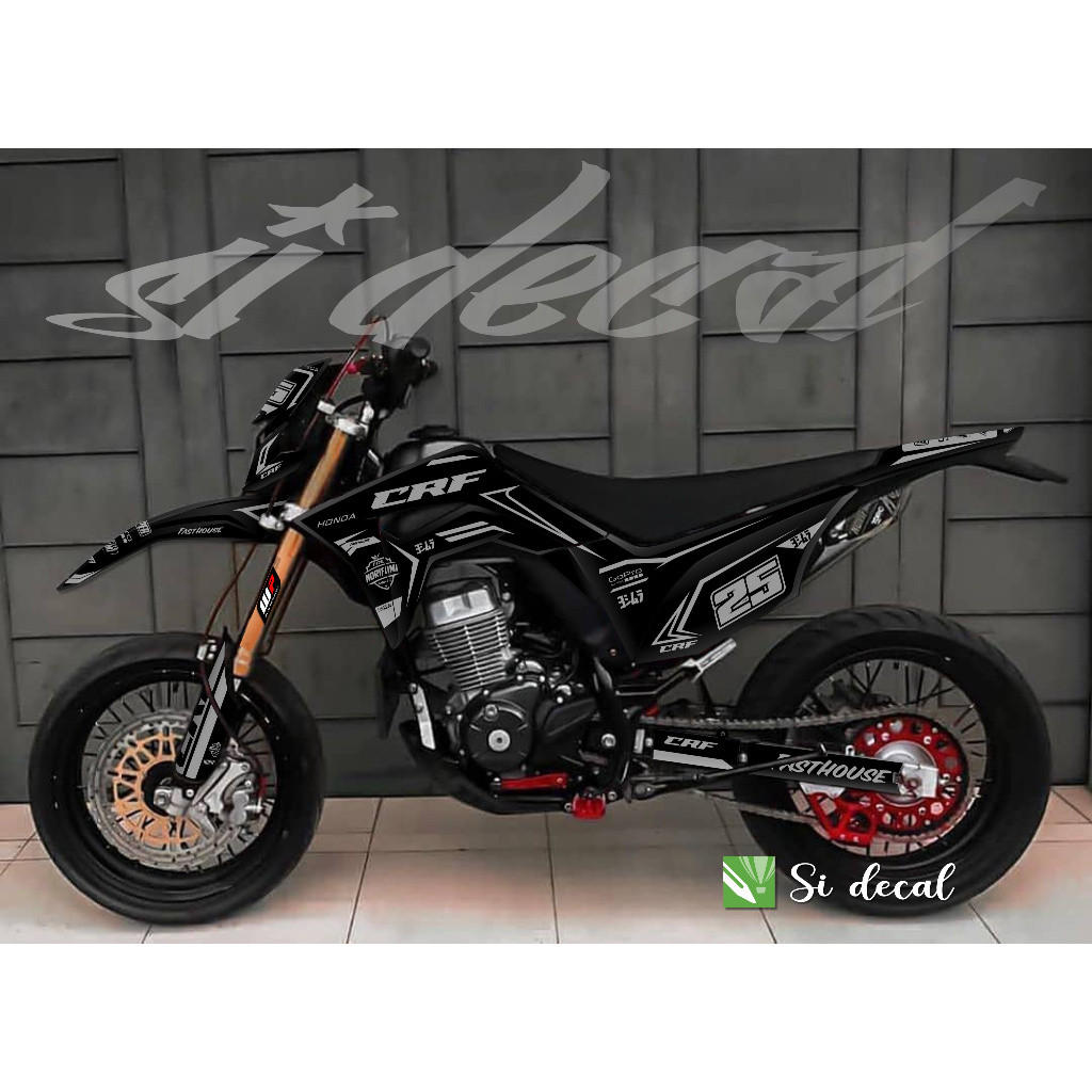decal silver abu hitam stiker crf 150L full body desain custom free request  bagus keren terjangkau