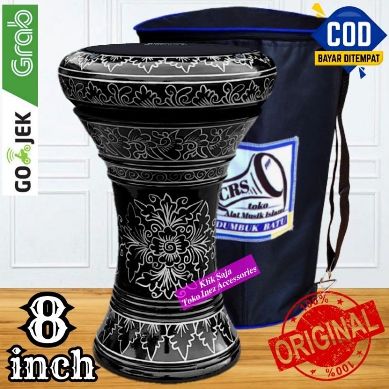 Gendang Atau Darbuka Kayu 8 inch Hitam Silver Power Beat Hitam Made In Taiwan