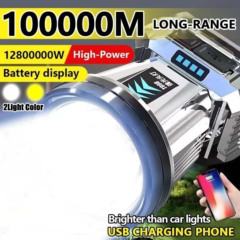 Senter Cas Super Terang Kepala Anti Air Jarak Jauh 600Watt Tahan 300 Jam Super LED Baterai Lithium S