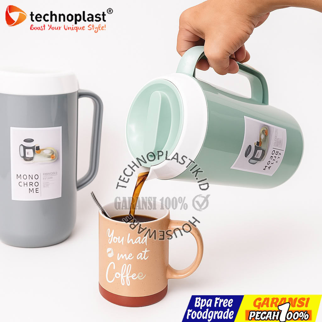TECHNOPLAST Teko Isolasi 1,5 Liter Monochrome – Water Jug Thermo