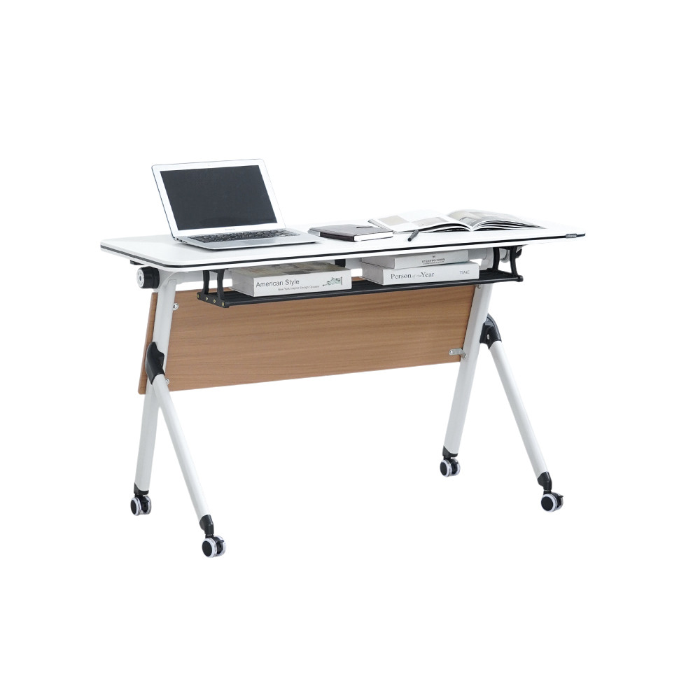 Informa Yori Lite Meja Training 1250 - Putih/Cokelat Oak Meja Kerja Dengan Roda Furniture Indoor Kan