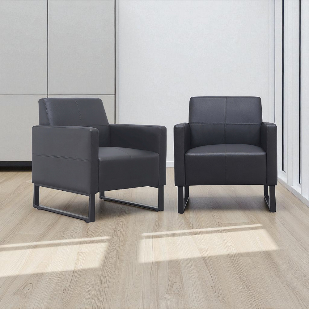 Informa Hillton Set Sofa Kulit 1 Seater - Hitam Tempat Duduk Empuk Sofa Ruang Tamu Furniture Indoor 