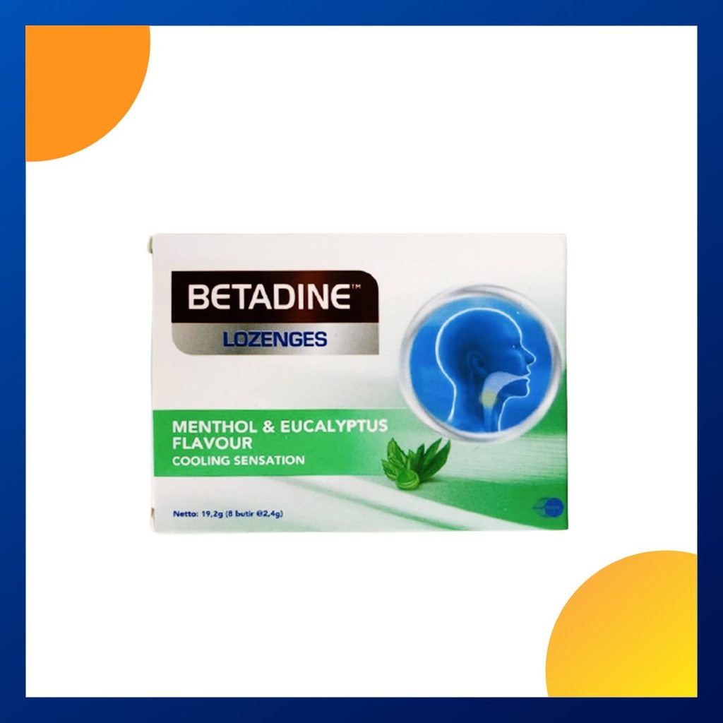 Betadine Lozenges Menthol & Eucalyptus Flavour 2.4 Gram Box 8 Lozenges