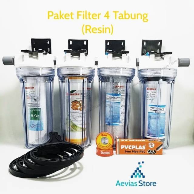 Filter Air Saringan Air PDAM, PAM, Sumur, 4 Tabung 4 Tahap , 10"