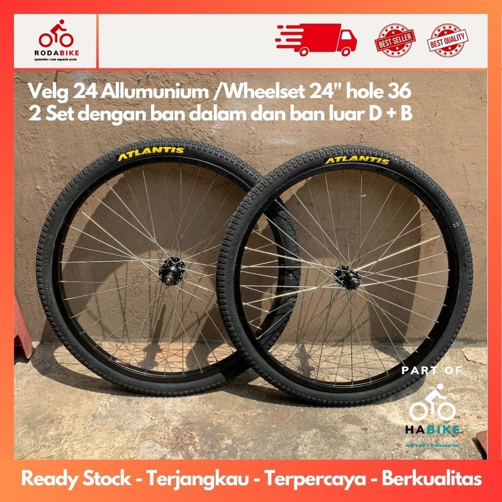Velg Alumunium Jadi 1 Set Dengan Ban Luar Dalam Ukuran 24 X 1.75/2.125" Wheelset 24" Alloy fullset S