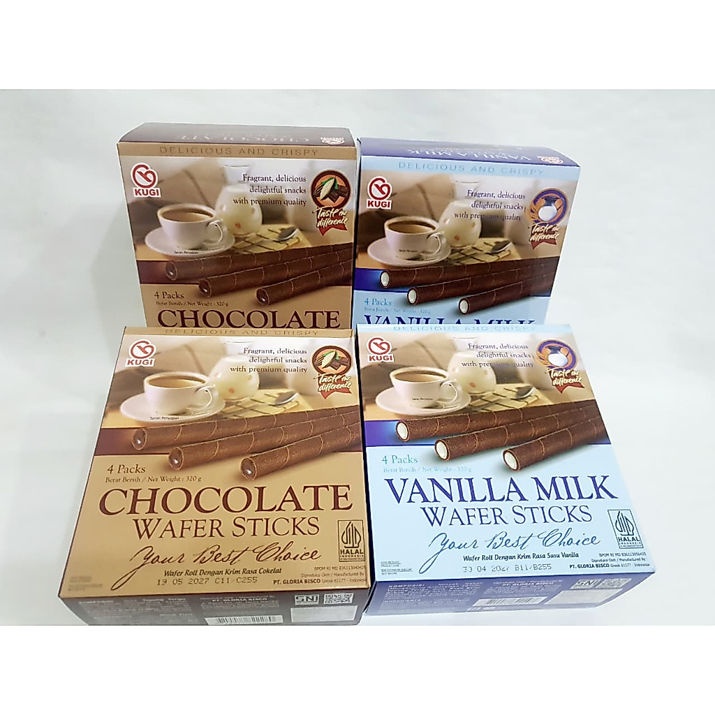 KUGI WAFER Stick Roll Dus Rasa Coklat Vanila Milk Box Besar 320gr Snack Cemilan Hampers Lebaran