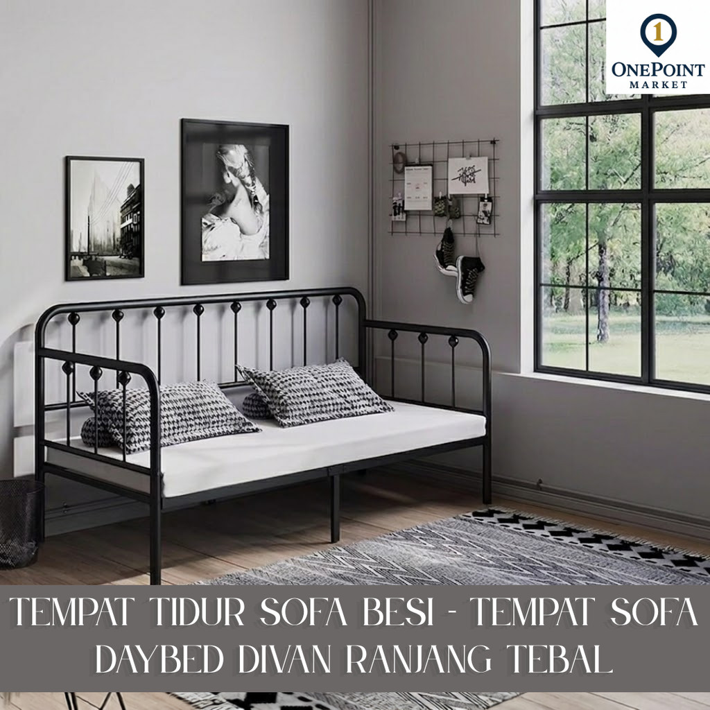 Tempat Tidur Sofa Besi - Tempat Sofa Daybed Divan Ranjang Tebal