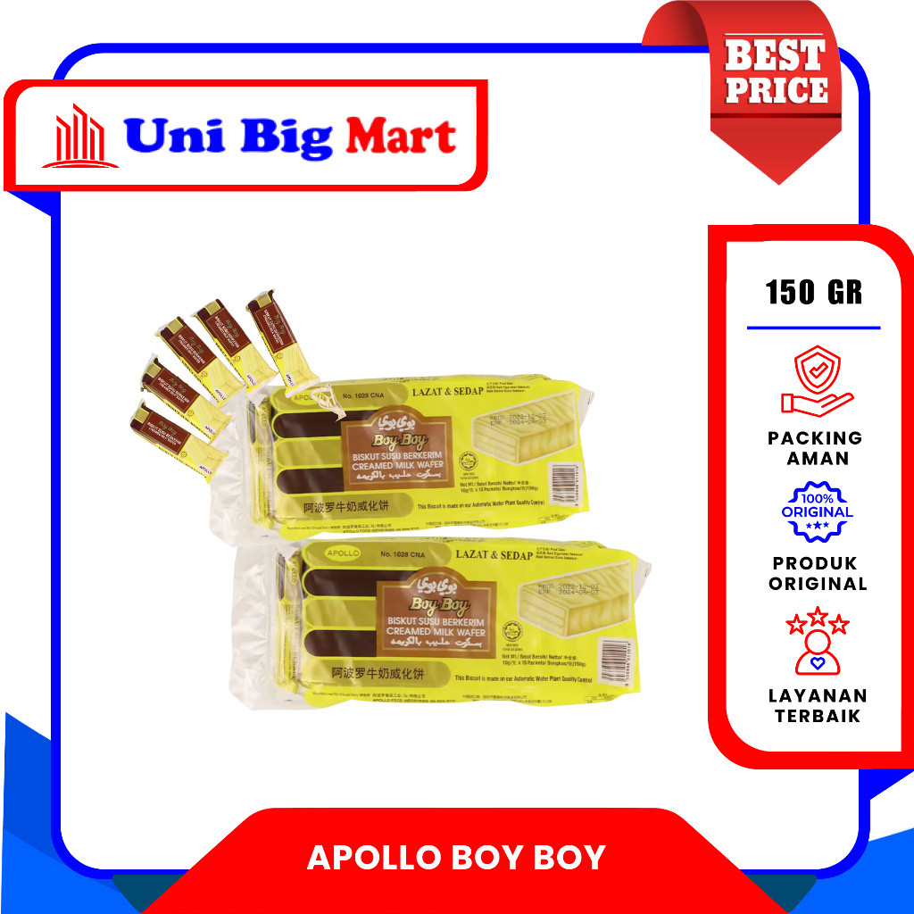 APOLLO BOY BOY Biskuit Lapis Krim Susu Milk Biscuit ~150 gr