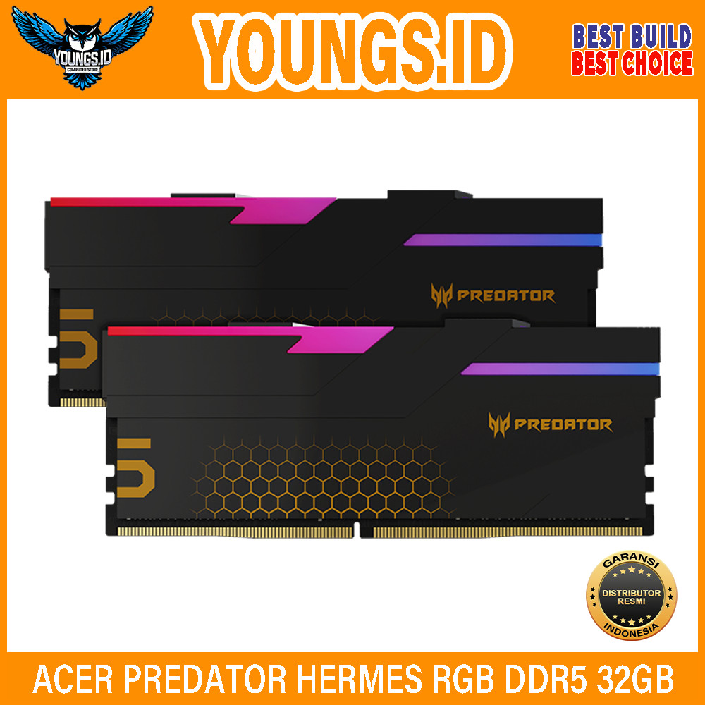 ACER PREDATOR HERMES RGB DDR5 32GB 6800Mhz Kit 2x16GB BLACK Memory Ram PC