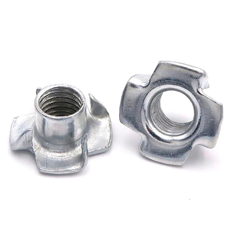 10/ 50pcs M3 M4 M5 M6 M8 M10 M12 Four Claws Nut T-nut Blind Pronged Insert T-Nut for Wood Furniture 