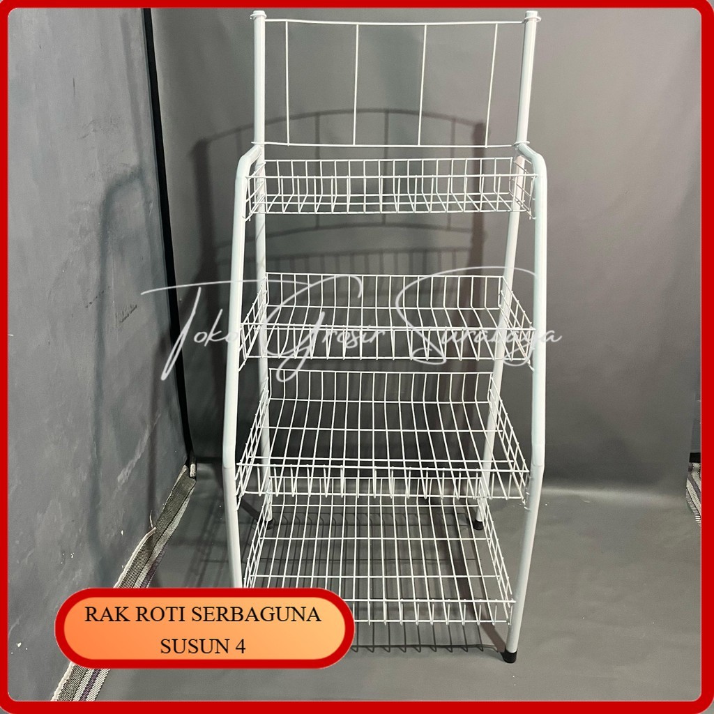 Rak Roti Serbaguna Susun 4 / Rak Besi Anti Karat / Rak Keranjang Toko / Rak Display / Rak Chiki