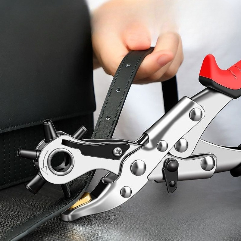 

Effortless DIY Alloy Hole Punch Machine Kit: Ideal for Crafting Professional Belts Watches & Leather Goods; Precision At Home