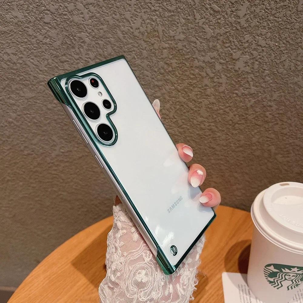 Frameless Phone Case For Samsung Galaxy S25 S24 S23 S22 S21FE S20 S10 Note 20 Ultra 10Plus Plating E