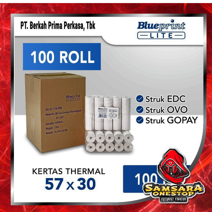 

1 DUS 57X30 Kertas Thermal Kasir Struk EDC BLUEPRINT Lite 57x30 TERMAL