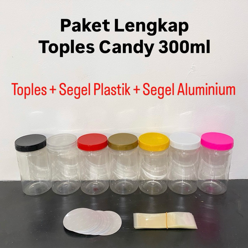 Paket Lengkap Toples Candy 300ml + Segel Plastik + Segel Aluminium Foil