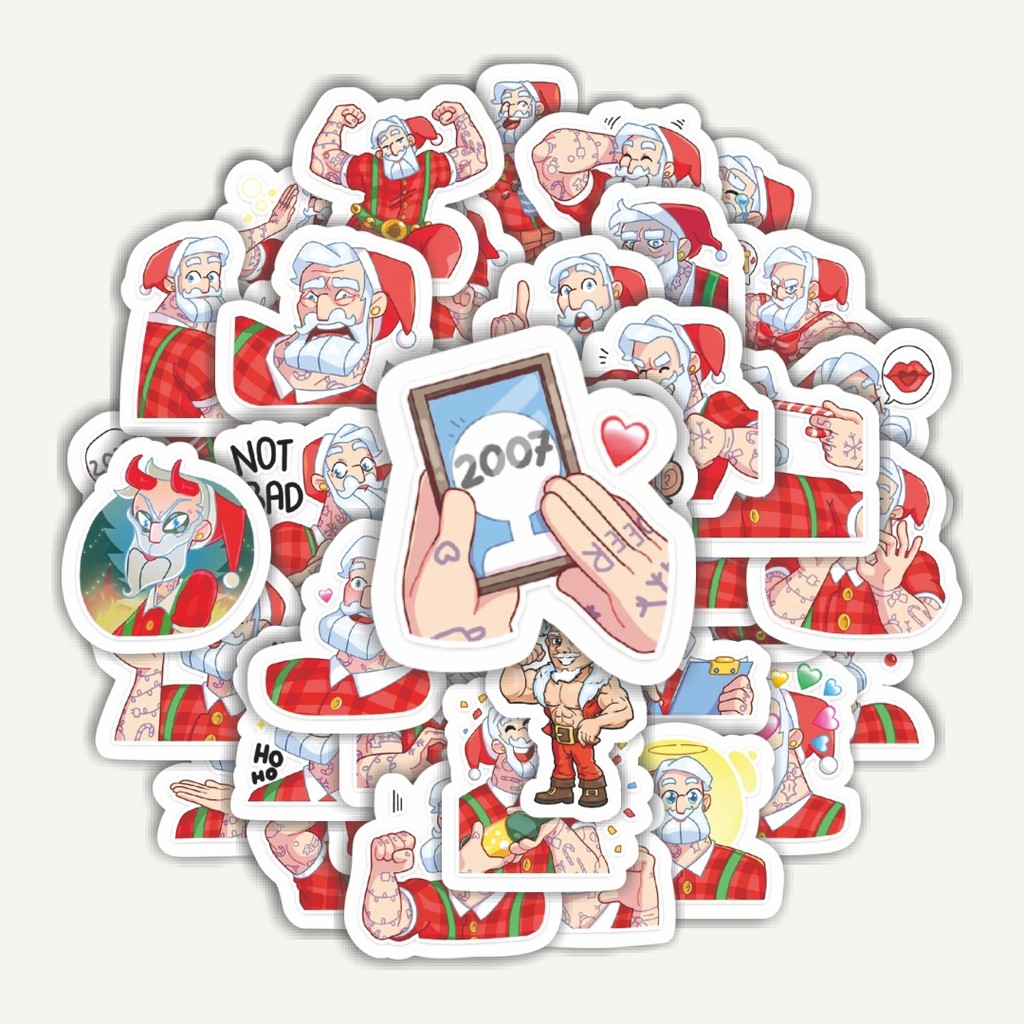 

Sticker Pack Stiker Kartun Funny Macho Santa | Sticker TUMBLR | Stiker LAPTOP KOPER HELM