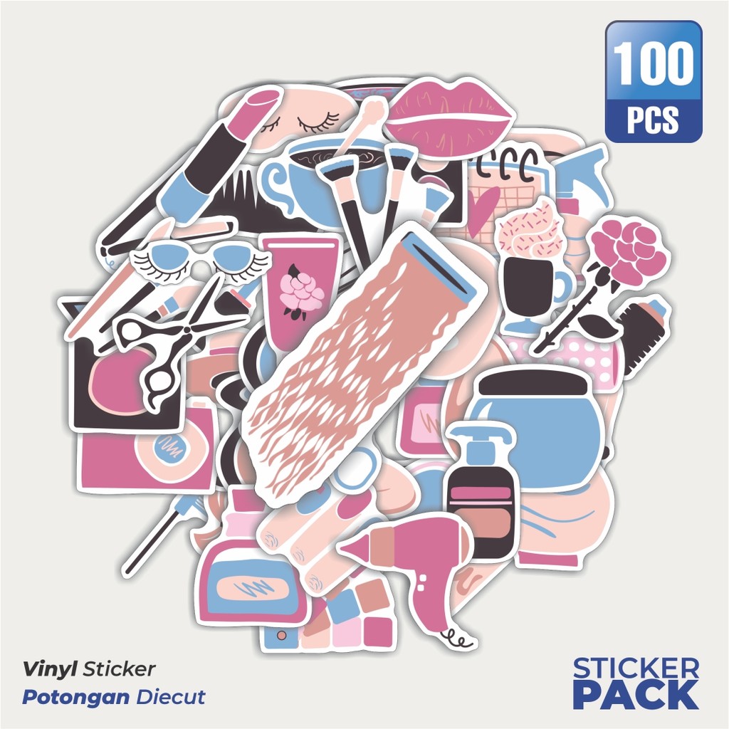 

Super Hemat! 100 PCS Stiker Beauty Servic [Kecantikan] Waterproof Aesthetic- Untuk Laptop, Motor, dan Helm - Paper Stationery Pack