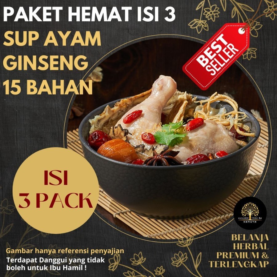 

Paket Hemat 3Pack Tim Ayam Herbal Cina 15 Bahan Ekstra Ginseng Tim Kue Ciak Po Premium Fresh