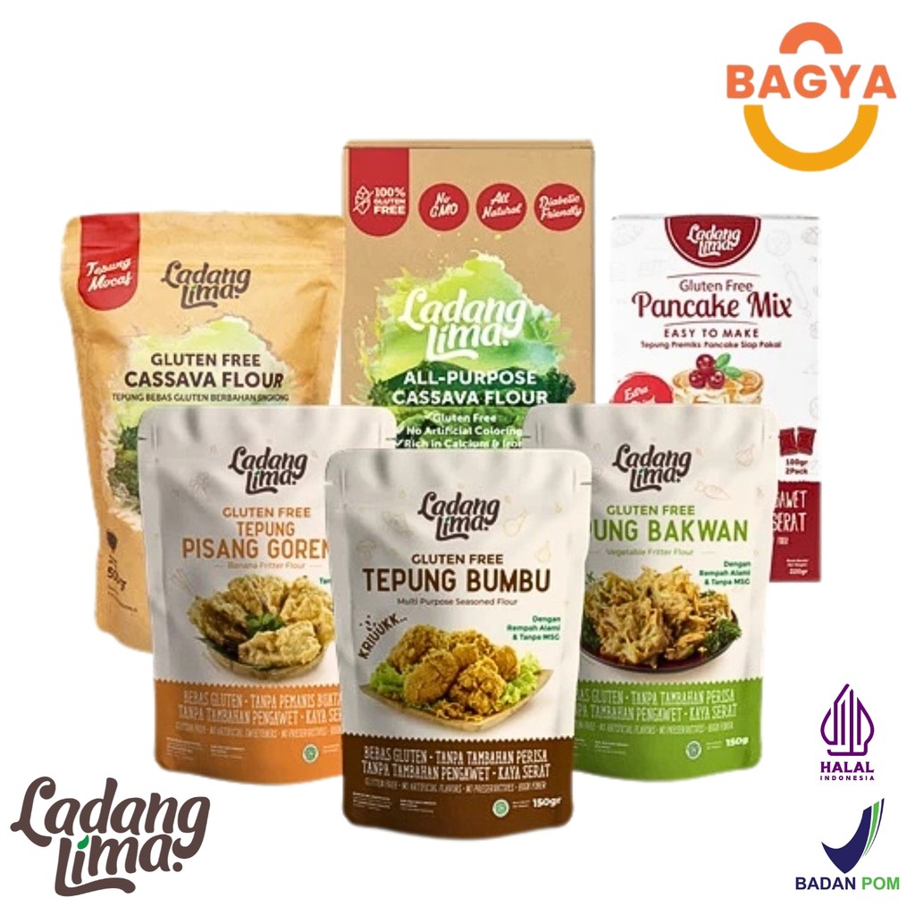 

Ladang Lima Tepung Bumbu Premix Gluten Free Singkong Pancake Pisang Bakwan Brownies