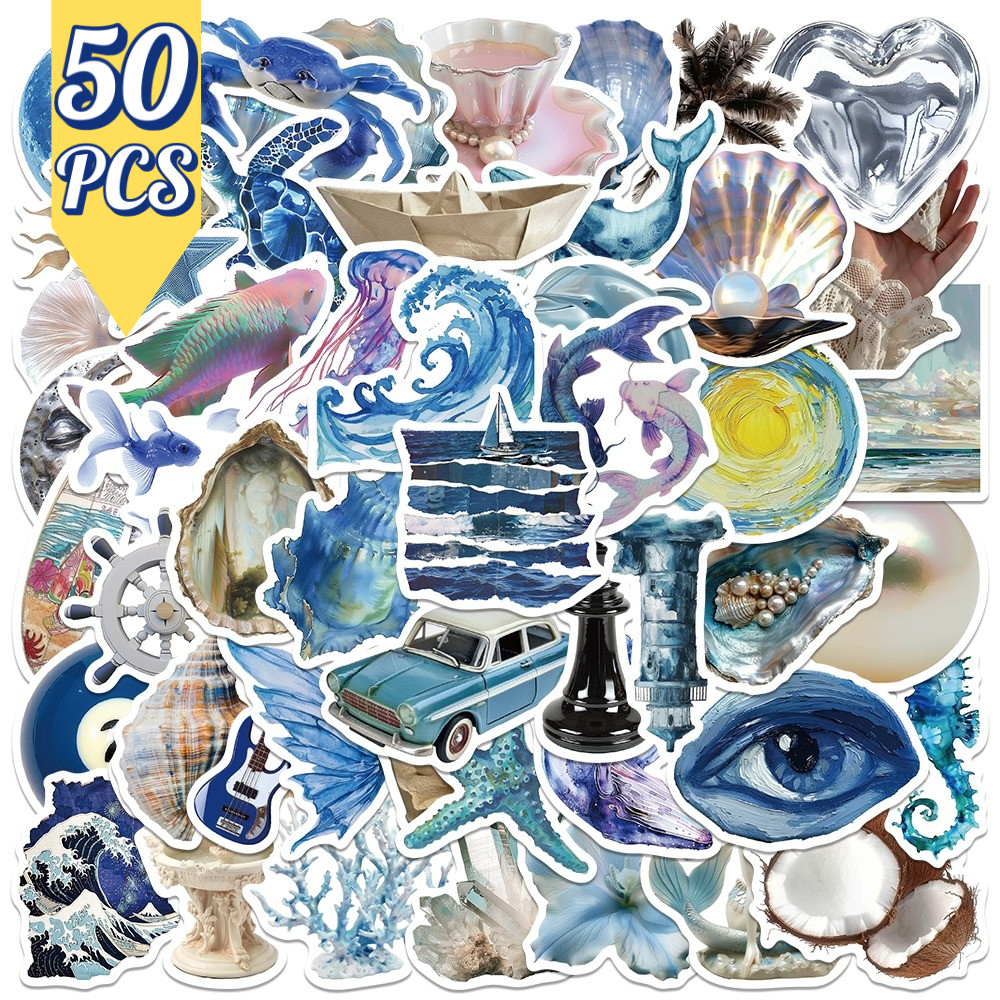 

Stiker Kehidupan Laut 50 PCS | Stiker Biru Tua Anti Air untuk Motor, Helm, Laptop, HP, Koper