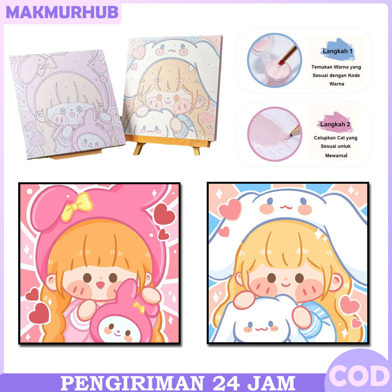 

Paint By Number 20x20cm Lukisan Kanvas DIY Digital Canvas Paint By Number Digital Melukis