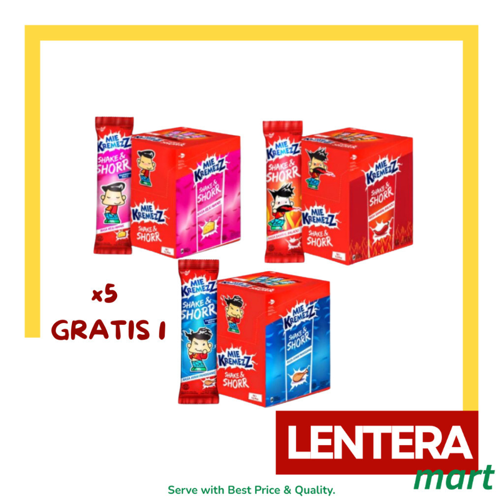 

[5 BOX GRATIS 1] Mie Shorr Kremes Shake Isi 20+1x16gr LenteraMart