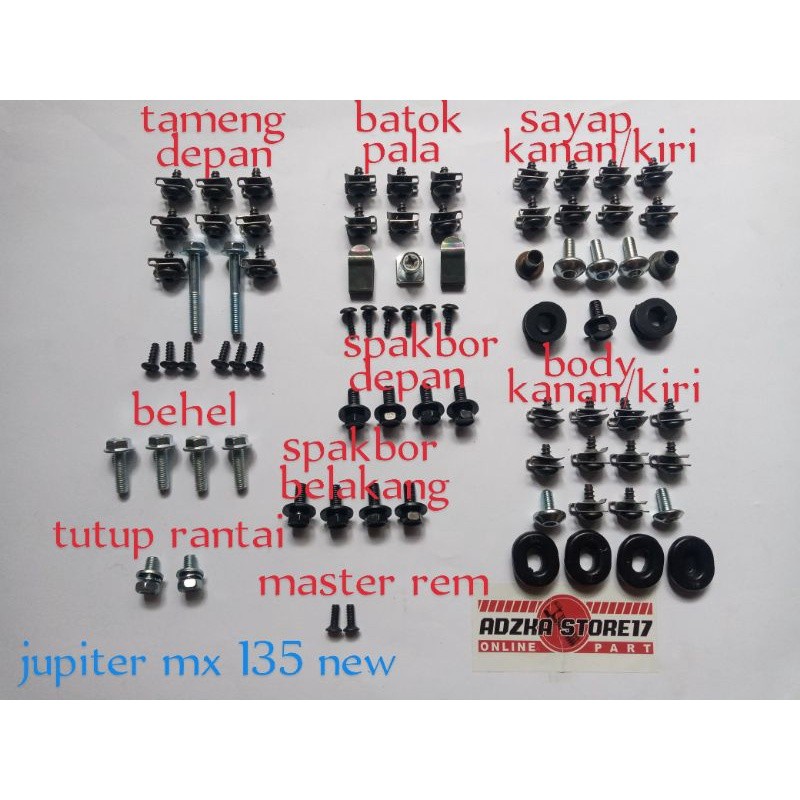 baut baud jupiter mx new135 (baut L)/baut body full set yamaha jupiter mx new135