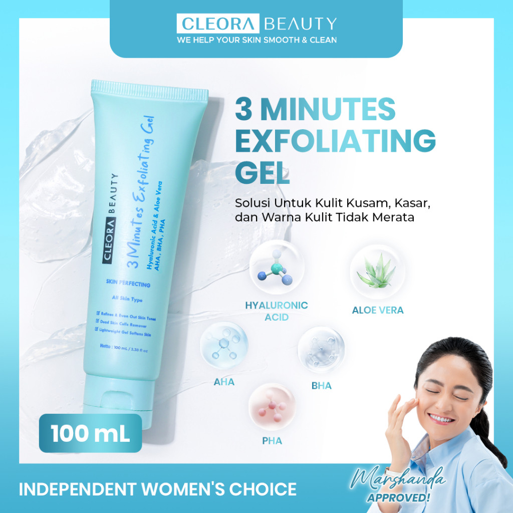 CLEORA BEAUTY | Marshanda Choice! - Cleora 3 Minutes Exfoliating Gel 100ml - Exfoliasi Untuk Wanita 
