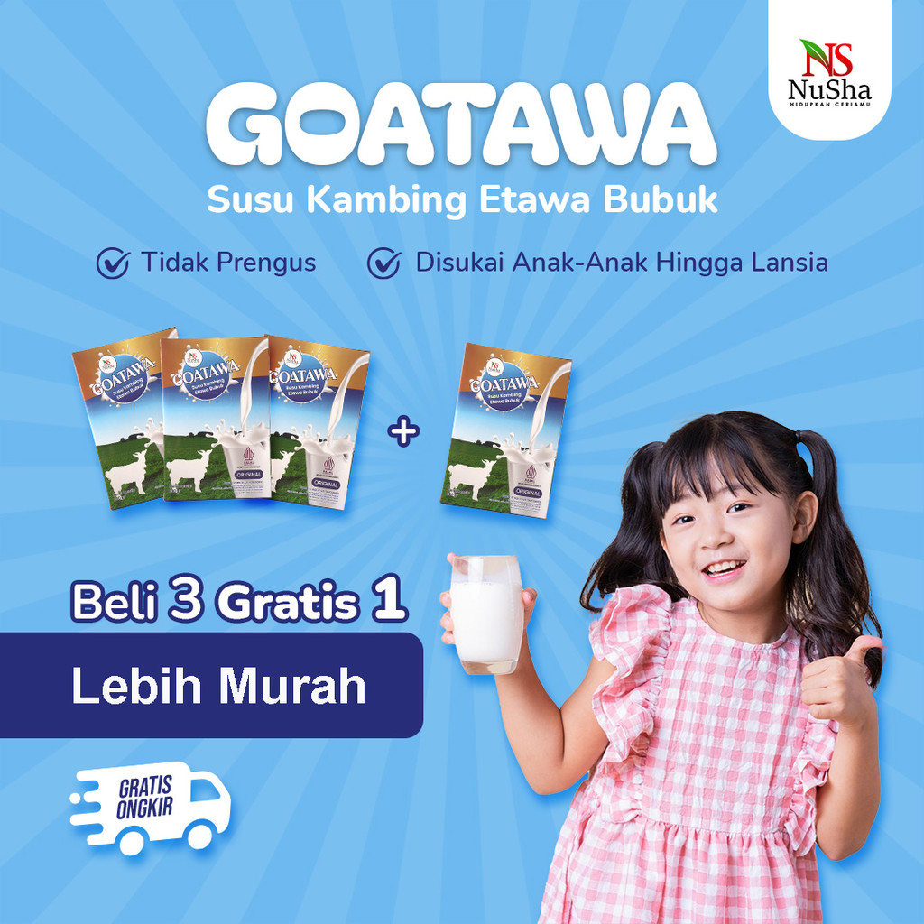 

Paket 4 Bok GOATAWA Susu Kambing Etawa Bubuk 1 box 200gr BPOM