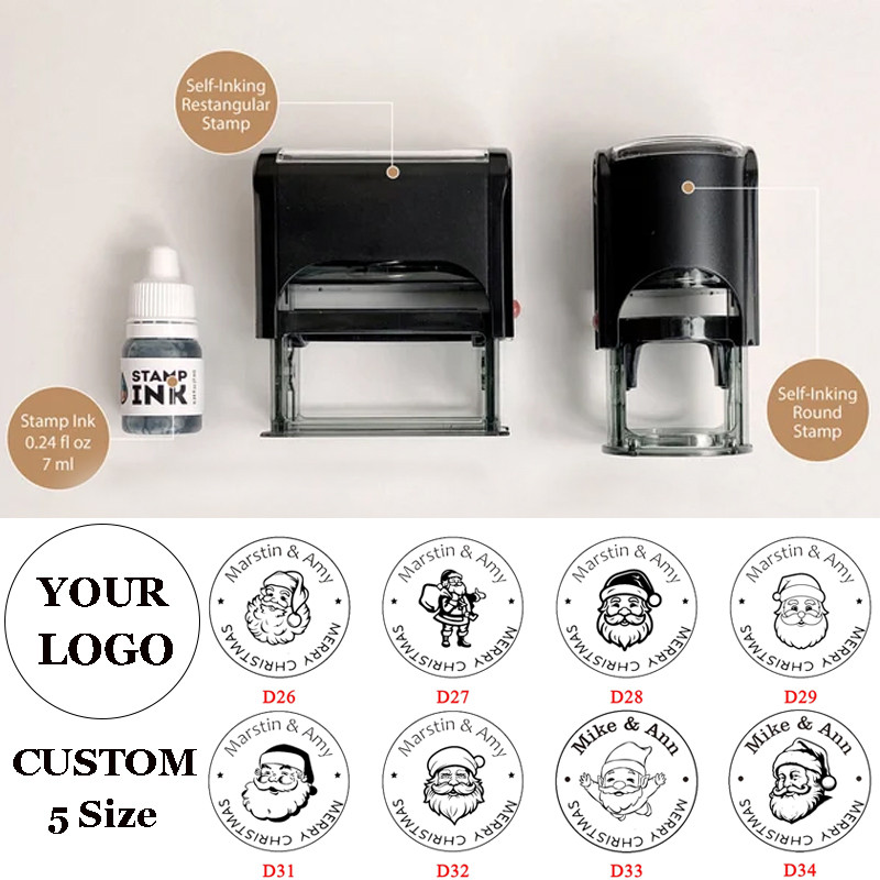 

Custom Logo Self Inking Stamp, Christmas design Personalized Signature Stamp Self-Inking Stamps Teacher Stamper for Classroom