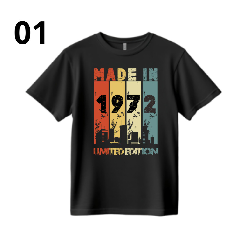 Kaos tahun lahir 1972 bahan katun combed pria wanita