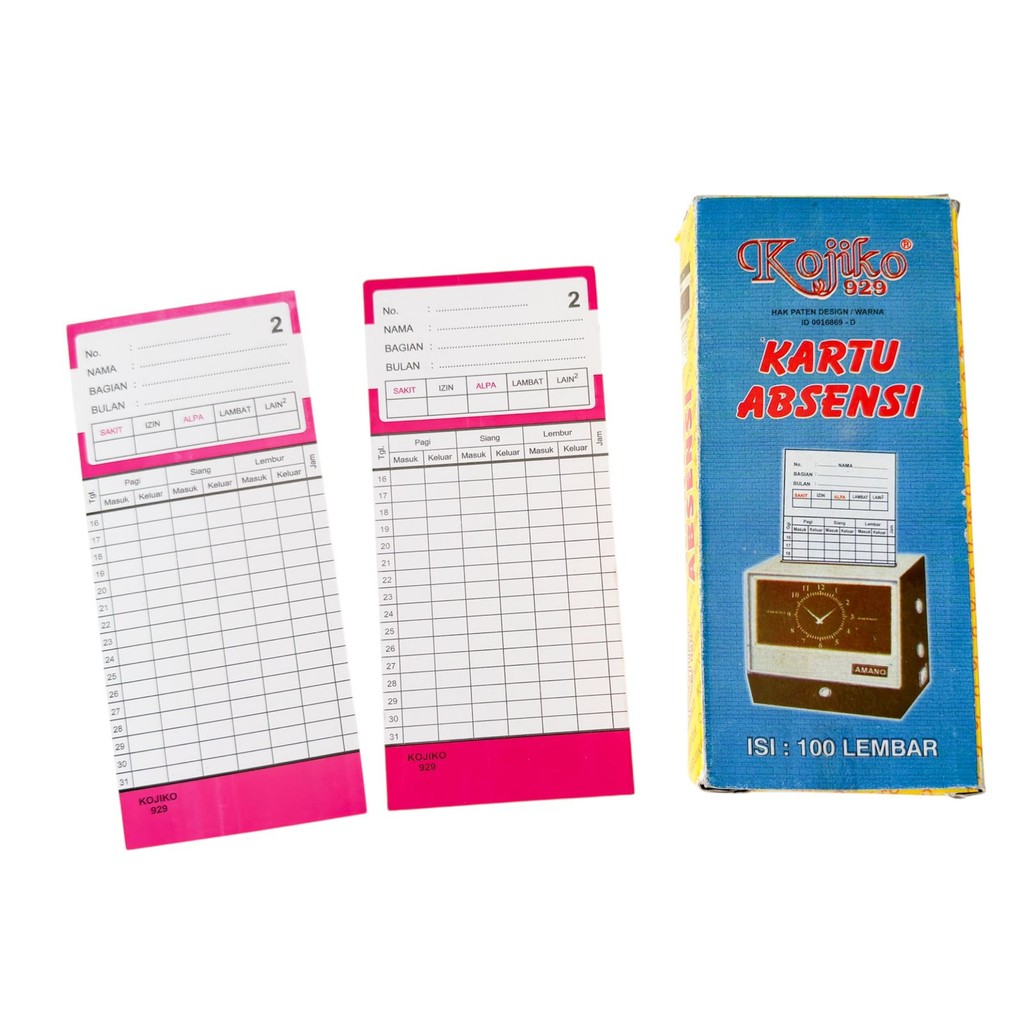 

KARTU ABSEN MANUAL CEKLOK / ABSEN MANUAL CEKLOK ISI 100 LEMBAR