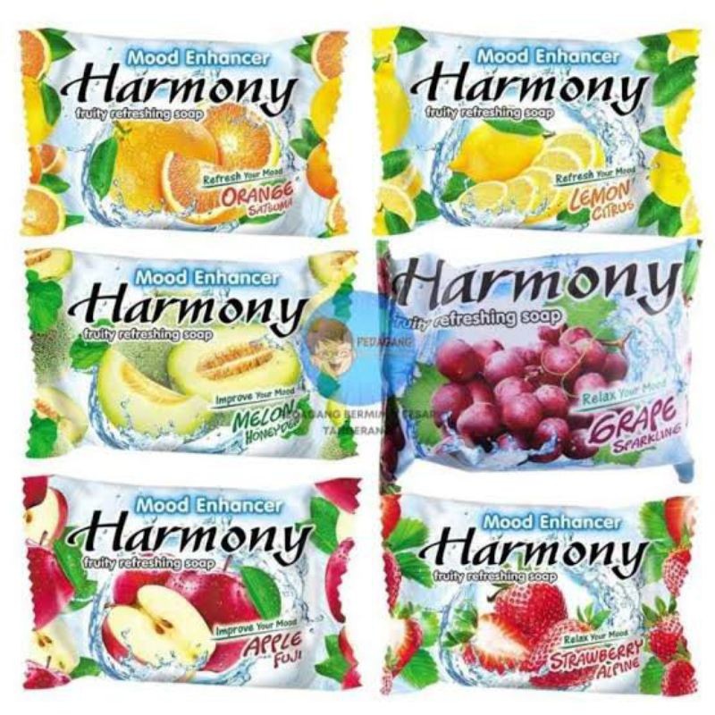 ( PAKET ISI 10 PCS ) SABUN BATANG HARMONY WANGI BUAH 72GR VARIAN MIX /