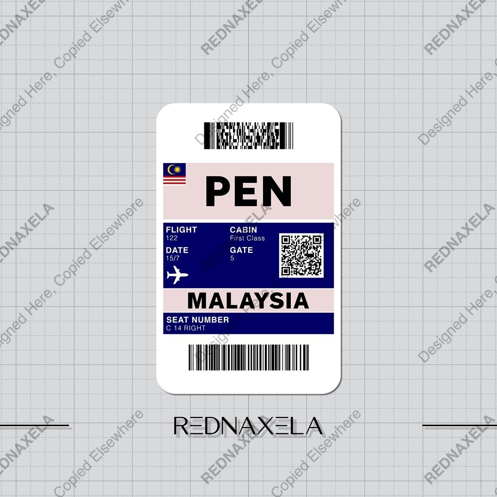 

Stiker Vinyl Boarding Pass PEN Penang Malaysia Stiker Koper Outdoor Waterproof Sticker