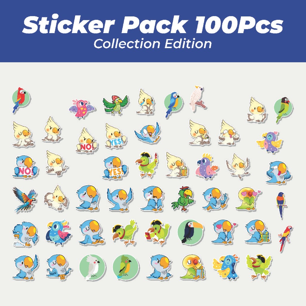 

Hot Stiker Hewan Burung Parrot Lucu Anti Air Stikers Berperekat Waterproof Sticker Decal Buat Motor Helm Buku Journal Koper Casing HP Laptop Botol Minum