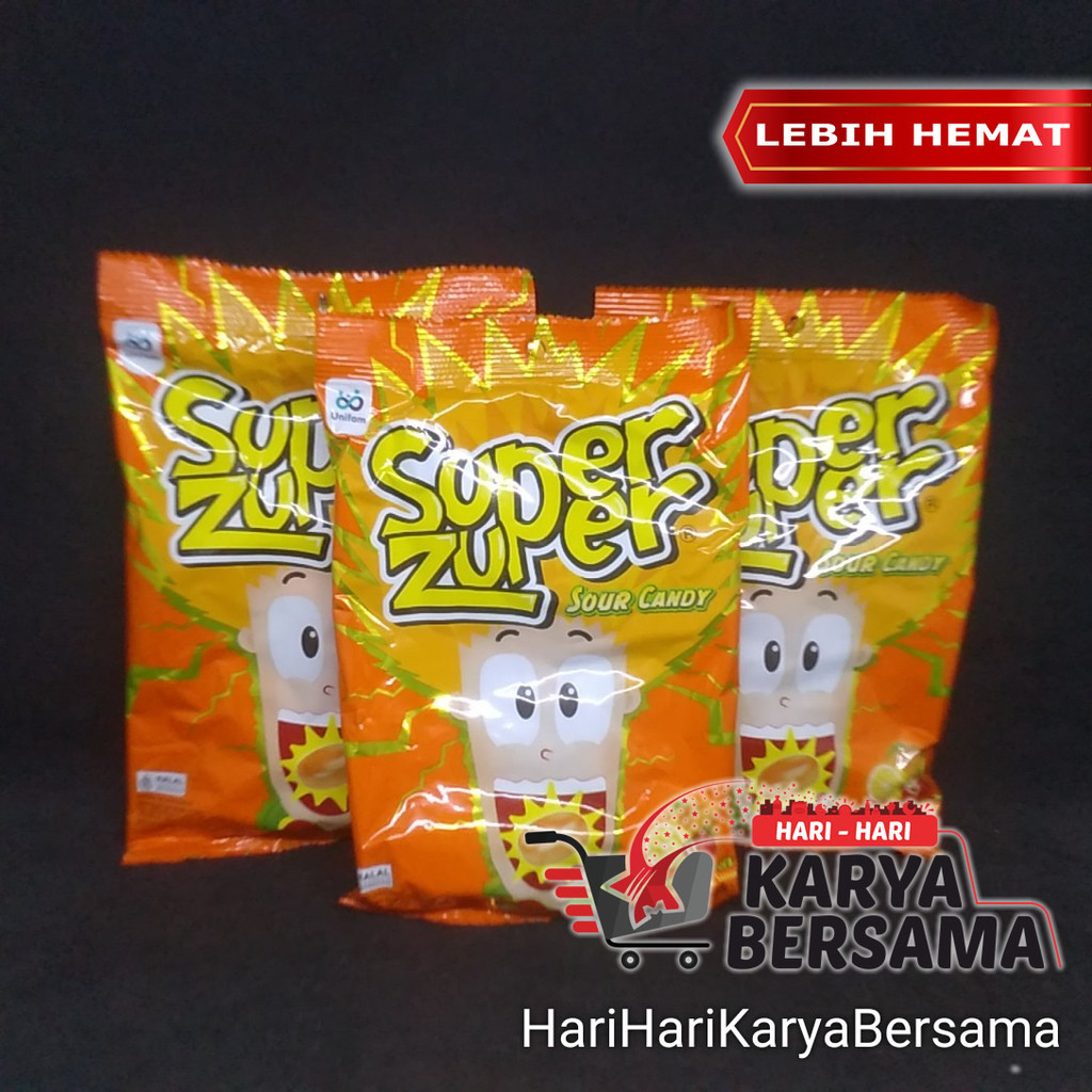 

MAKANAN RINGAN PERMEN SUPER ZUPER ASSORTED SOUR CANDY PACK 3'S ISI 50'S X 2.5GR