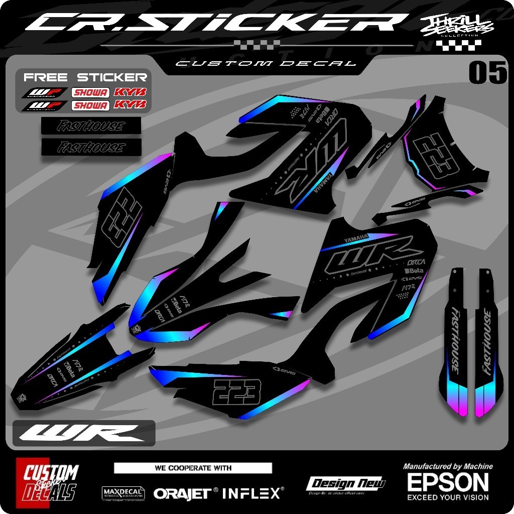 Decal WR 155 Full body Supermoto Bebas Custom - Dekal Sticker Stiker Motor Cross Yamaha WR 155 Motif