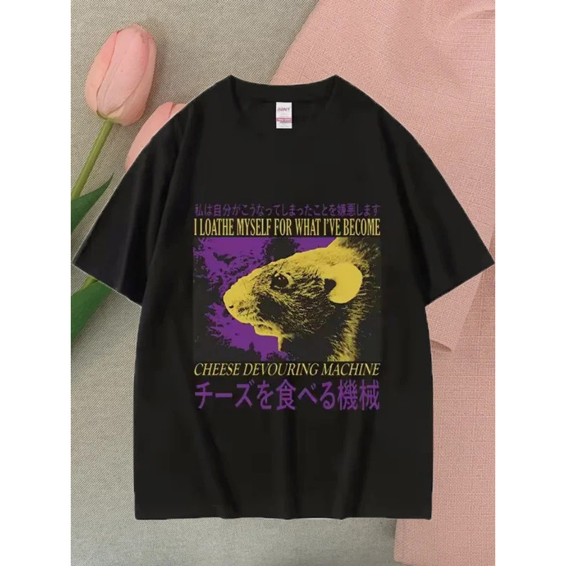 Berbagai Pola Kaos Pendek 100%-Katun Lucu Gaya Retro Amerika Grafis Kaos Santai Unisex Kaos Oversize