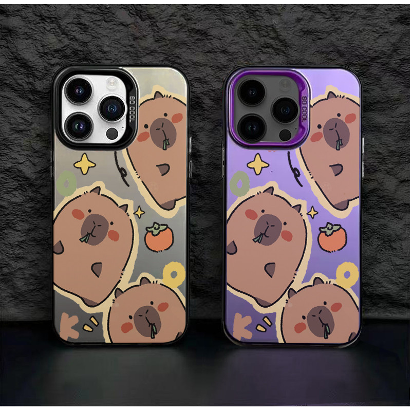 Guinea pig yang imut Casing HP Silver Warna Matte Premium Silver Anti Jatuh Hard Case Untuk IPhone 1