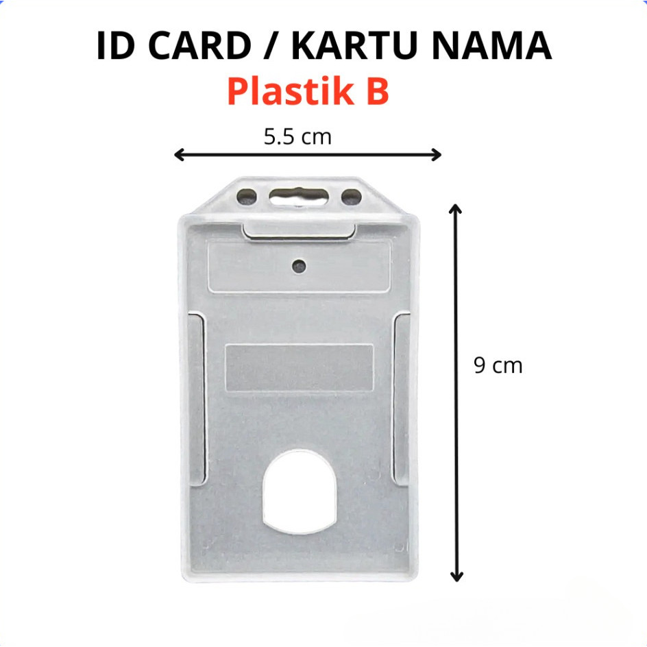 ID CARD Plastik Name Tag Gantungan Tempat Wadah Kartu Nama Tebal Casing ID Card Tanda Pengenal Tempa