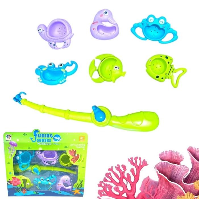 Mainan Anak Pancing Ikan Set Hewan Laut Lengkap dengan Kail dan Umpan Edukasi Kids Toys Kado Ulang T