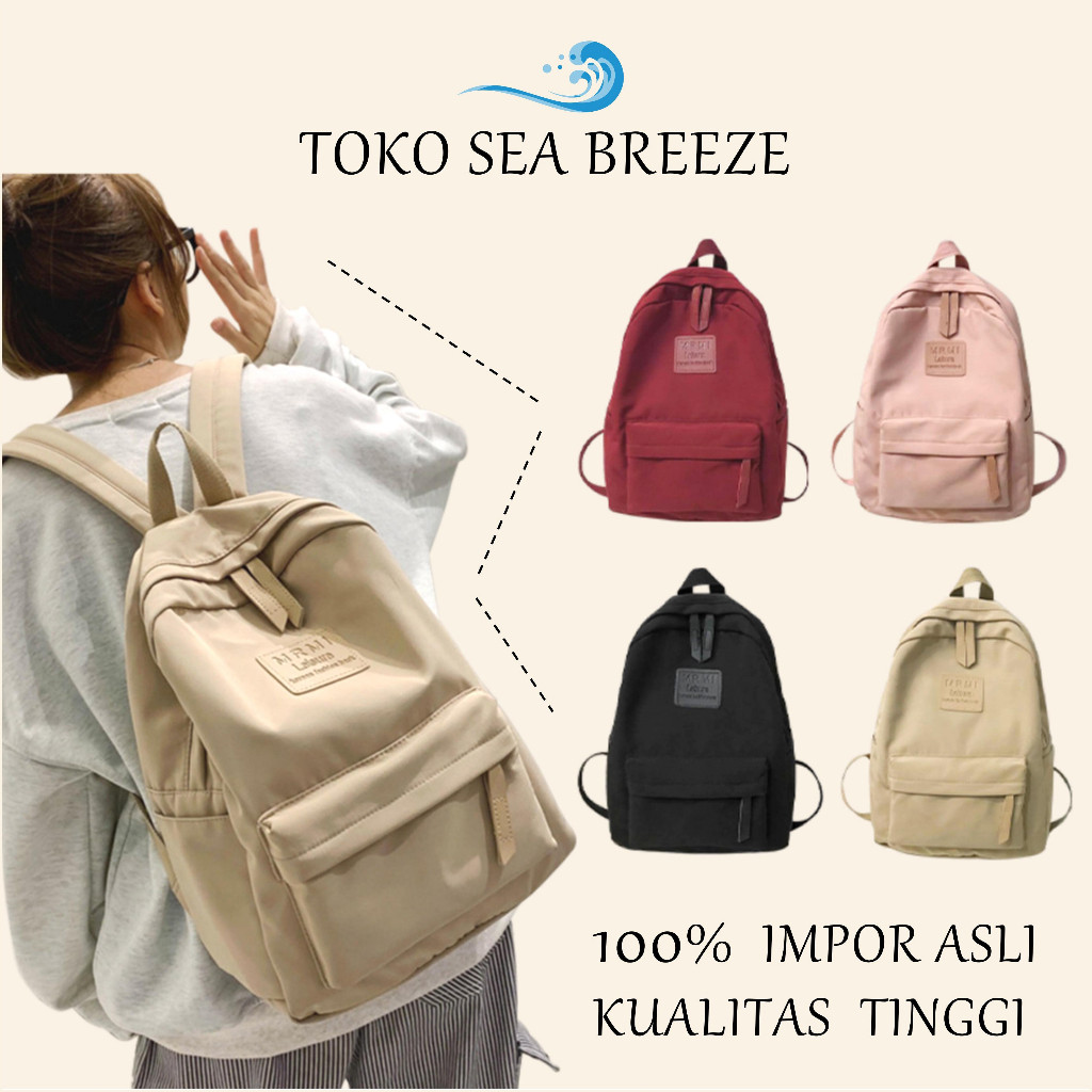 RIMA_SHOP.IDReady  Tas Ransel Wanita Korean Backpack Polos Baby Bag Baru Tas Ransel eiger Anak Sekol