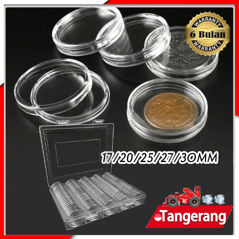 100pcs Kapsul Koin Bulat / Kotak Penyelenggara Koleksi Kapsul Koin / Kotak Penyimpanan Koin 19-30mm