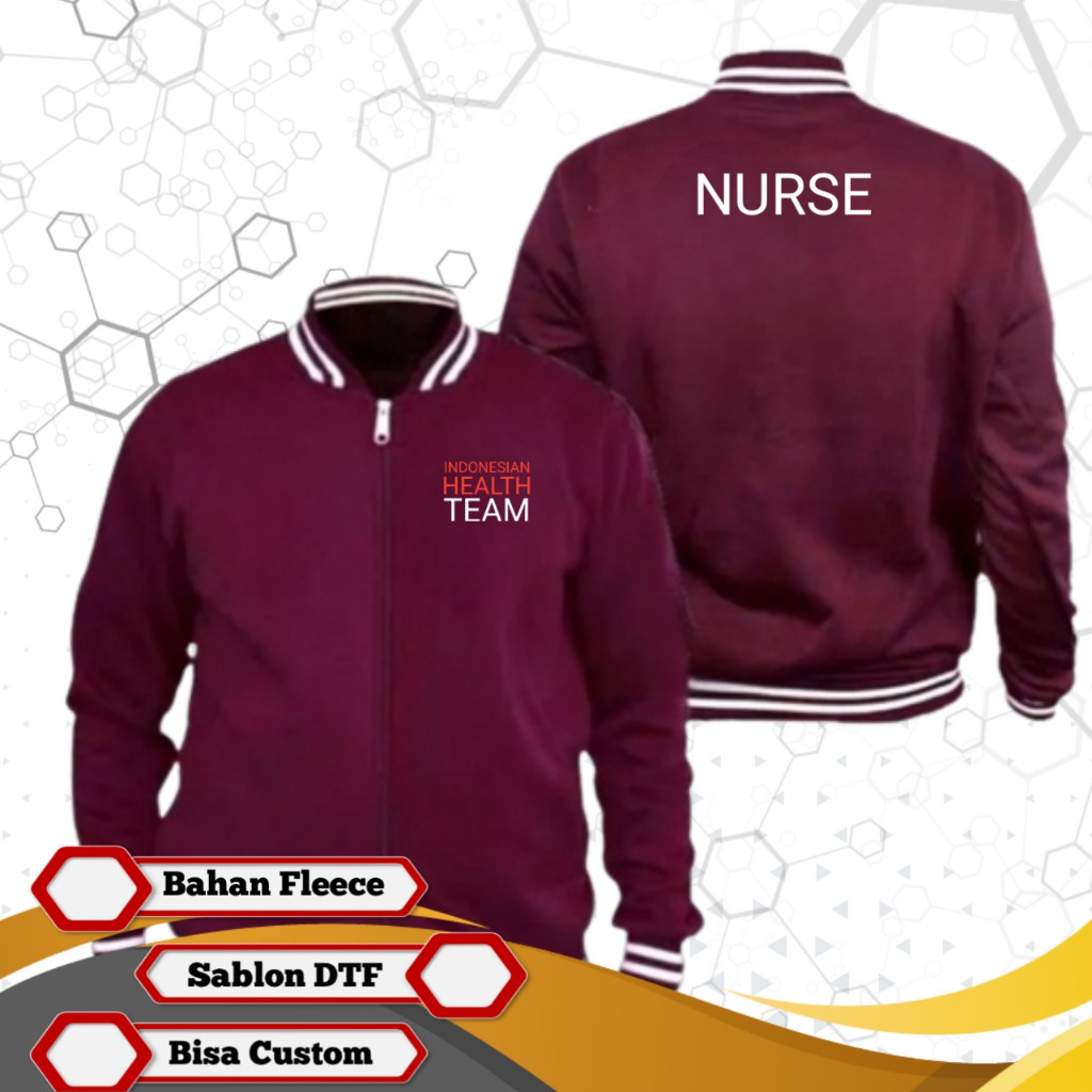 Jaket Nurse Indonesian Health Team Jaket Varsity Custom Bahan Premium