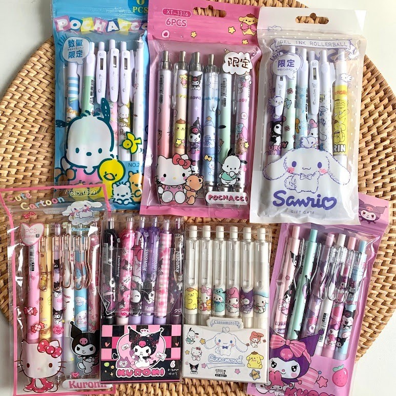 

SBY | 6PCS PULPEN GEL MEKANIK ISI 6pcs PEN BULPEN PENA 6in1 PACK SANRIO LABUBU CAPYBARA DOLLS KAWAII LUCU UNIK ALAT TULIS KADO HADIAH