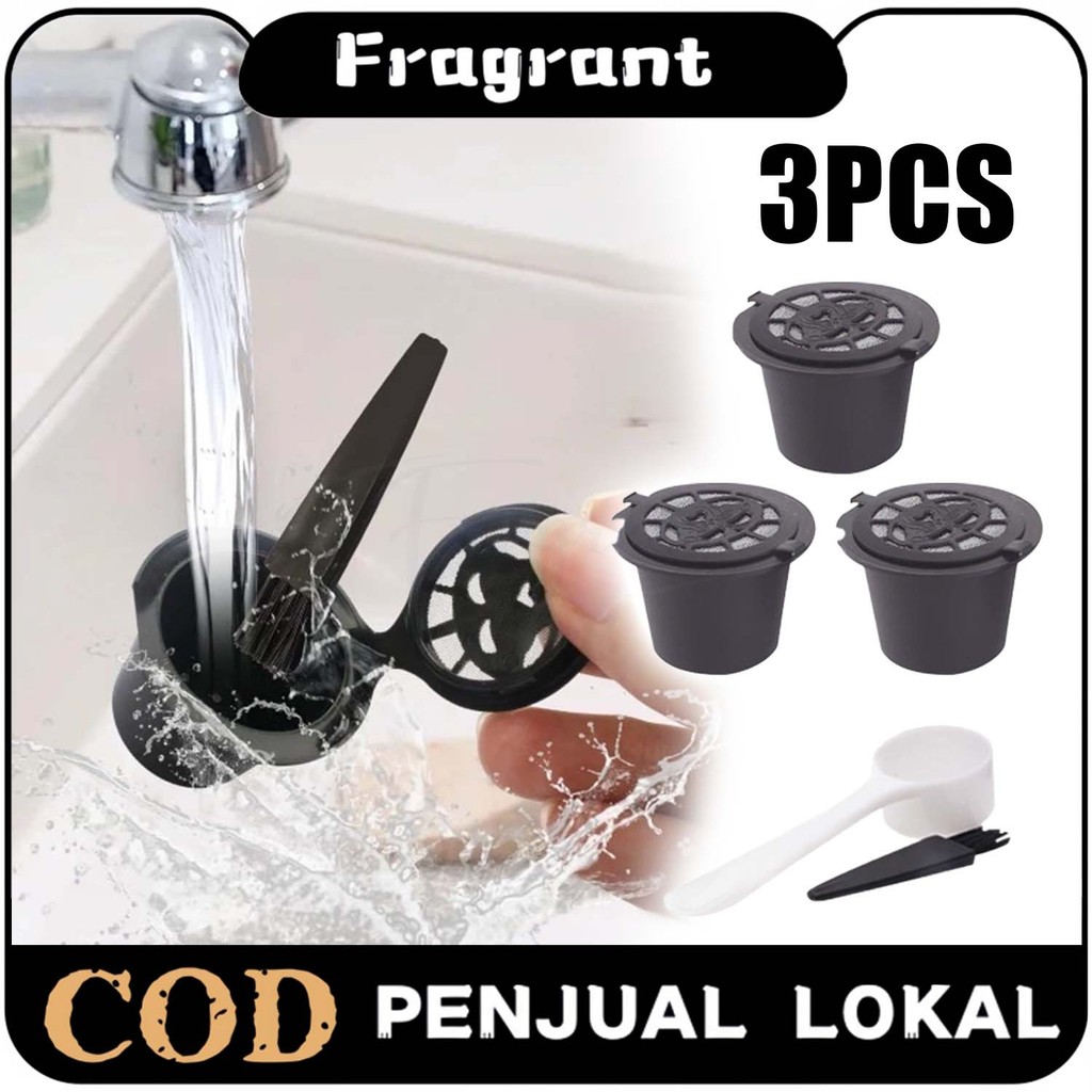 【Produk Baru】3 pcs Capsule Coffee Refillable Reusable, Kapsul Kopi Kosong Filter iCafilas untuk Nesc