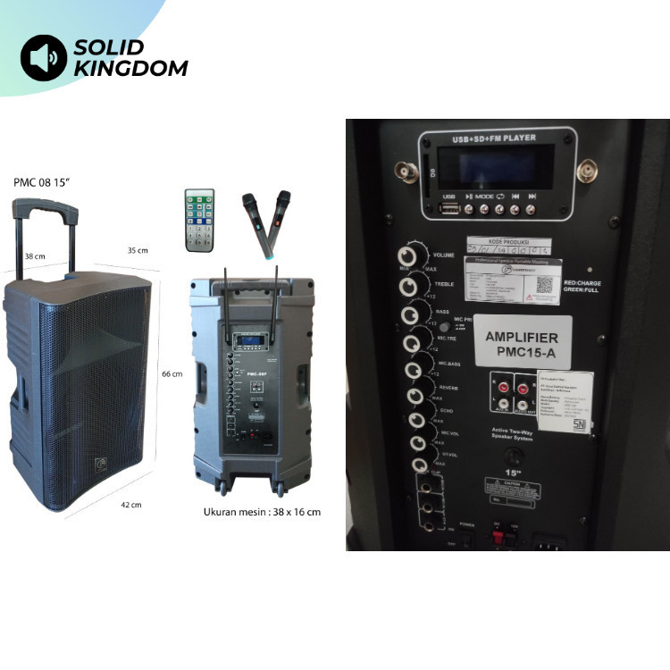 Portable Speaker Wireless & Bluetooth Speaker Fahrenheit PMC 08 Terdiri dari ukuran Speaker 10 inch,