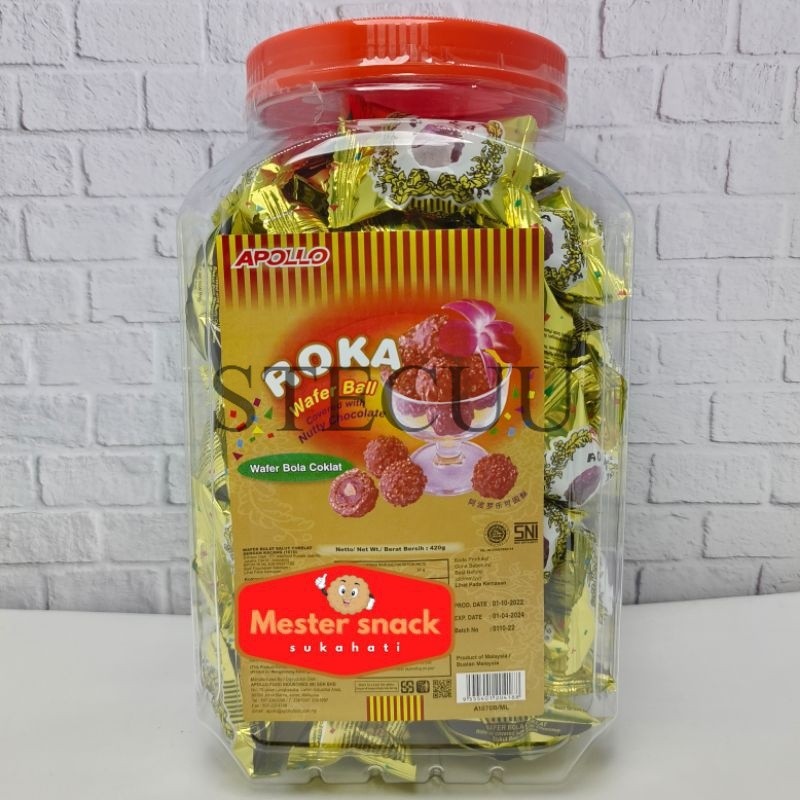 

Apollo Roka Toples 70 pcs / Roka Apollo Coklat Wafer Ball Kemasan Toples